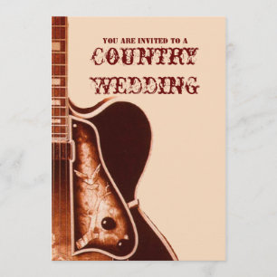 invitación de boda country western de guitarra vin