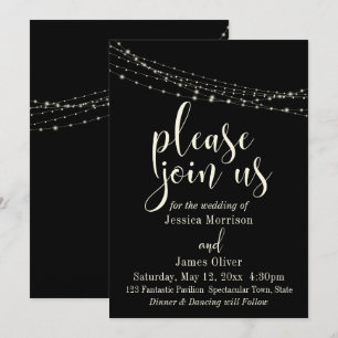 Invitación de boda Cream Typography 30, Black 2 co