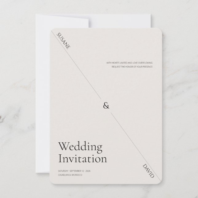 Invitación de boda creativa de lujo ultra minimali (Anverso)