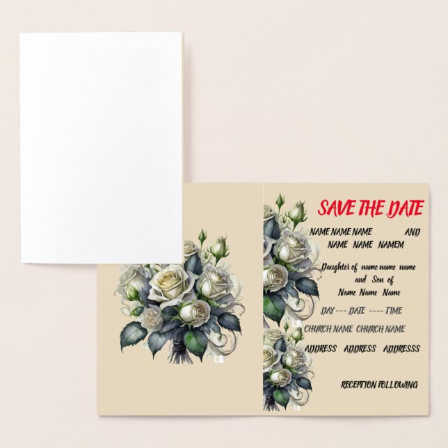 Invitación de boda crema rosa 5x7 GUARDAR LA FECHA (Demostración)
