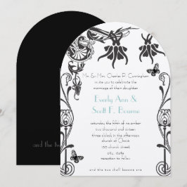 Invitación de boda cristiana con flores Art Deco
