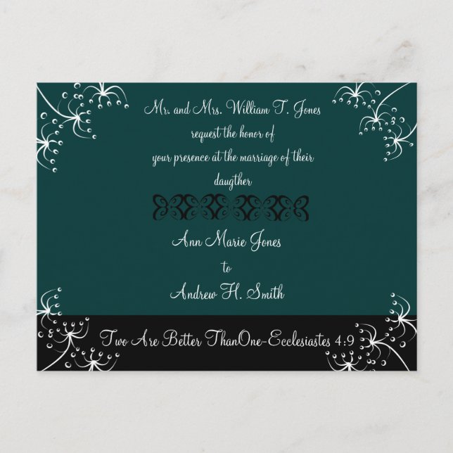 Invitación de boda cristiana Deep Teal (Anverso)