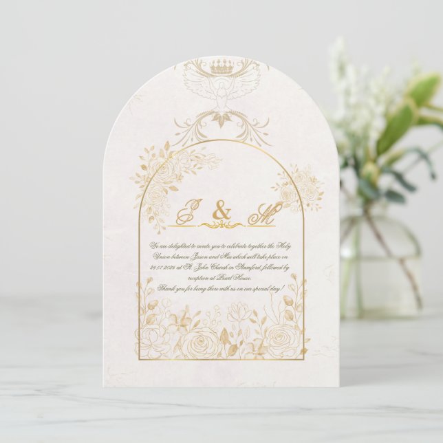 Invitación de boda cristiana elegante (Anverso de pie)