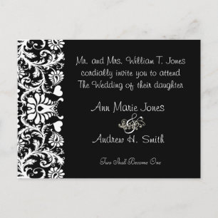 Invitación de boda cristiana elegante en negro y b