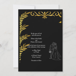 Invitación de boda cristiana elegante Floral dor