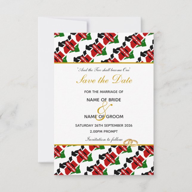 Invitación de Boda Cristiana en KENIA Guardar Fech (Anverso)
