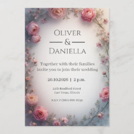Invitación de boda cristiana floral minimalista