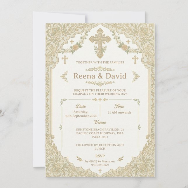 invitación de boda cristiana india (Anverso)