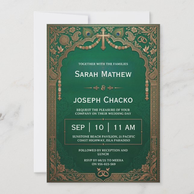 invitación de boda cristiana india (Anverso)