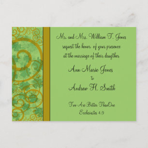 Invitación de boda cristiana irlandesa azul verde