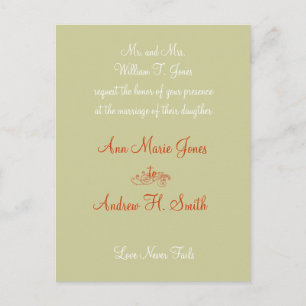Invitación de boda cristiana naranja blanco taupe
