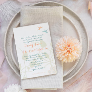 Invitación de boda cristiana pájaros colibríes flo