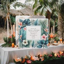 Invitación de boda cuadrada con esencia tropical l
