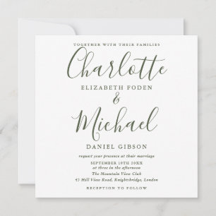 Invitación de boda cuadrada con foto de firma en v
