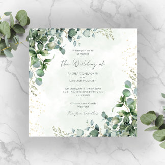 Invitación de Boda Cuadrada con Verdor de Eucalipt