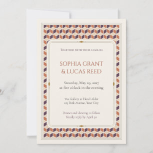Invitación de boda Cubo Óptico de Bloques en Caída