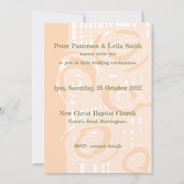 Invitación de Boda Cultura Mosaico Floral Melocotó (Anverso)