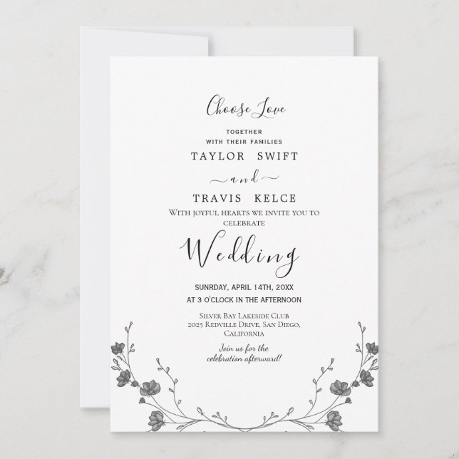 Invitación de Boda Dainty Choose Love (Anverso)
