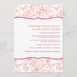 Invitación de boda Dalia (Naranja y Fucsia)
