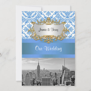Invitación de boda damasco NYC SNYC horizonte BW D