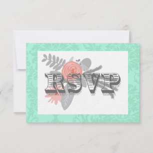 Invitación de boda Damask Modern Mint