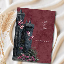 Invitación de Boda Dark Academia Castillo Florales