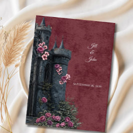 Invitación de Boda Dark Academia Castillo Florales