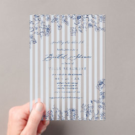Invitación de boda de acrílico algo azul