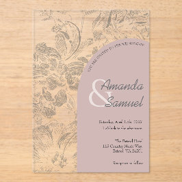 Invitación de boda de acrílico arqueado con línea 