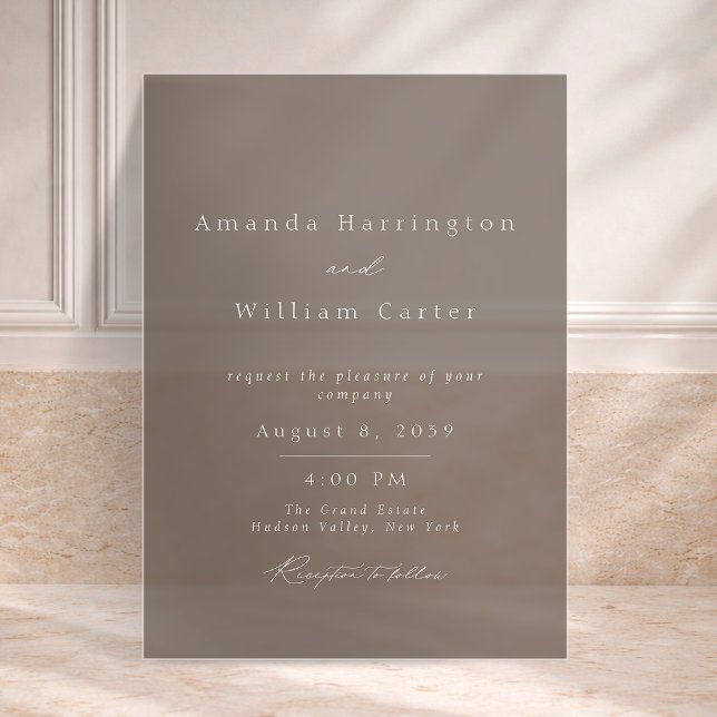 Invitación de boda de acrílico beige de lujo (Subido por el creador)