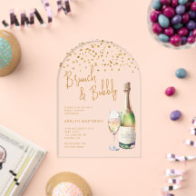 Invitación de boda de acrílico Brunch y Bubbly