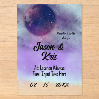 Invitación de boda de acrílico celestial