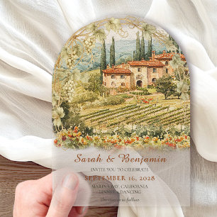 Invitación de Boda de Acrílico con Arco de Viñedo