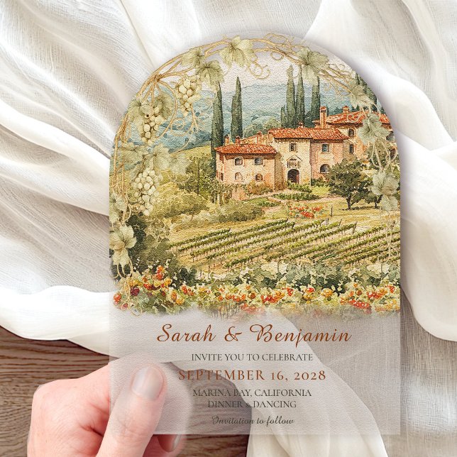 Invitación de Boda de Acrílico con Arco de Viñedo  (Subido por el creador)