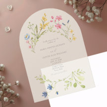 Invitación de boda de acrílico con flores silvestr