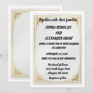 Invitación de boda de acrílico con lámina de oro e