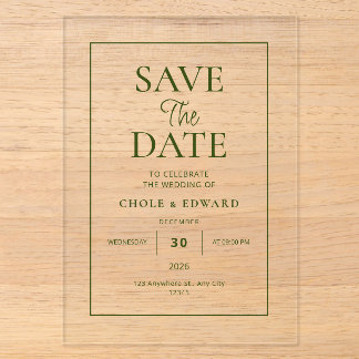 Invitación de boda de acrílico con letra script el