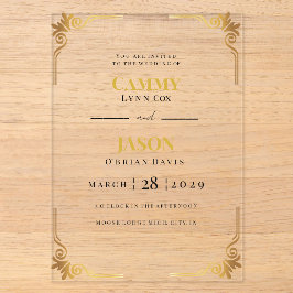 Invitación de boda de acrílico con marco de esquin