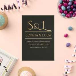 Invitación de Boda de Acrílico con Monograma Dark 