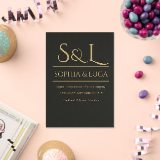 Invitación de Boda de Acrílico con Monograma Dark 