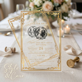 Invitación de boda de acrílico con su momento foto