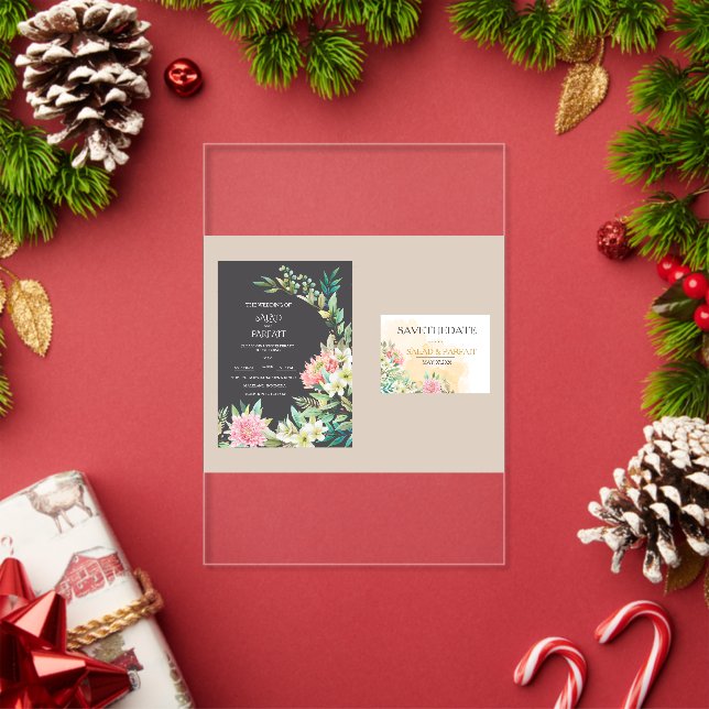 Invitación de boda de acrílico Corona Floral (Insitu (Vacaciones))