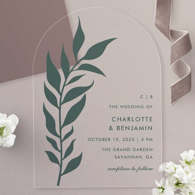 Invitación de boda de acrílico de arco de hoja ver (Subido por el creador)