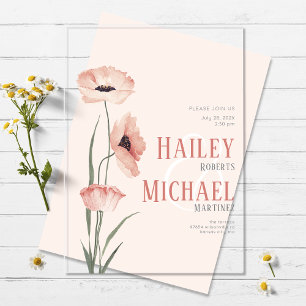 Invitación de boda de acrílico de flores de coral