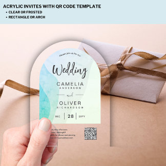 invitación de boda de acrílico de vidrio de mar ab