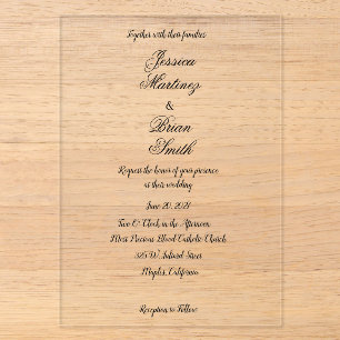 Invitación de boda de acrílico elegante