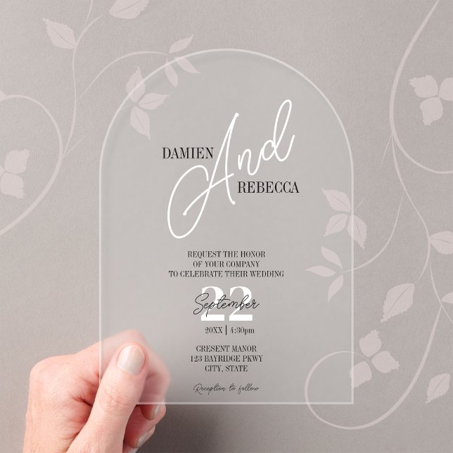 Invitación de boda de acrílico escarchado Simple M (Subido por el creador)