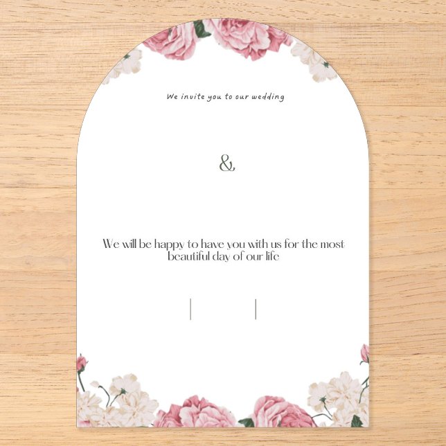 Invitación de boda de acrílico floral (Anverso)
