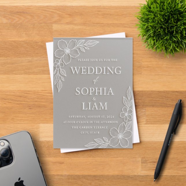 Invitación de boda de acrílico - Floral (Insitu (Tarjeta de Invitación))
