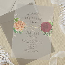 Invitación de boda de acrílico floral boho borgoña